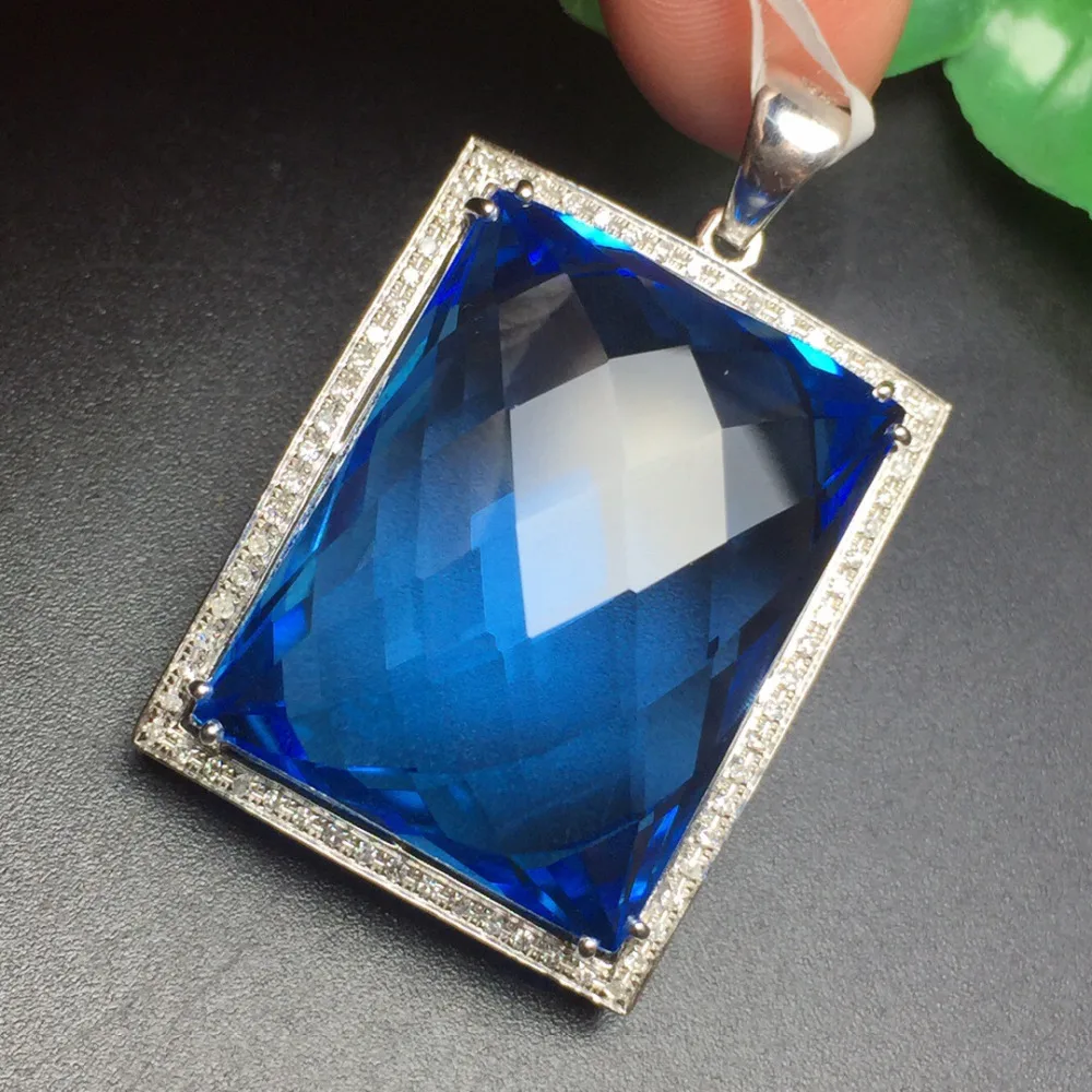 Коллекция ювелирных украшений Настоящее 18K Белое Золото 100% натуральный голубой