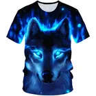 _ 2022 летняя футболка для мальчиков и девочек с рисунком голубого огня 3D, крутая забавная футболка с животными, детская Милая футболка, детские модные футболки