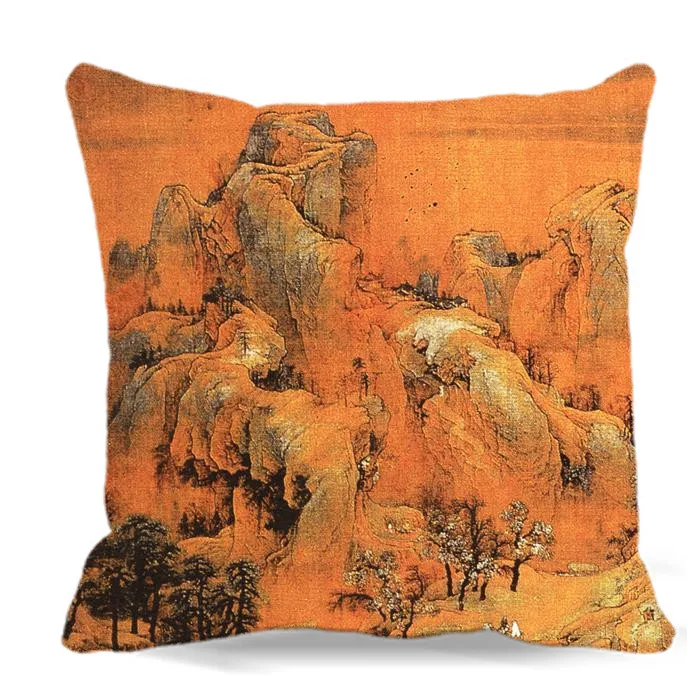 

Square Chinese ancient figure painting Cotton polyester Pillow case For Home sofa Car car chair Seat Decoration