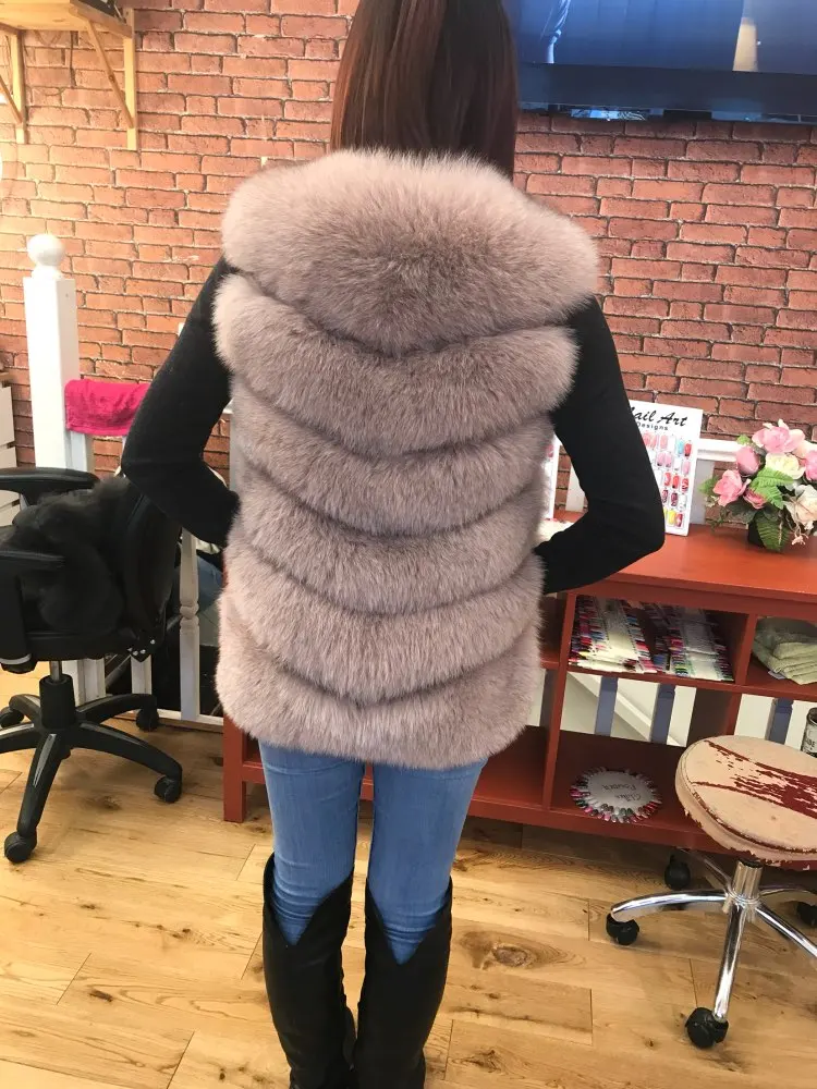 Зимний женский жилет BIGSALE из натурального Лисьего меха, Длинный жилет из натурального меха лисы, настоящие жилеты из лисьего меха, женский жилет