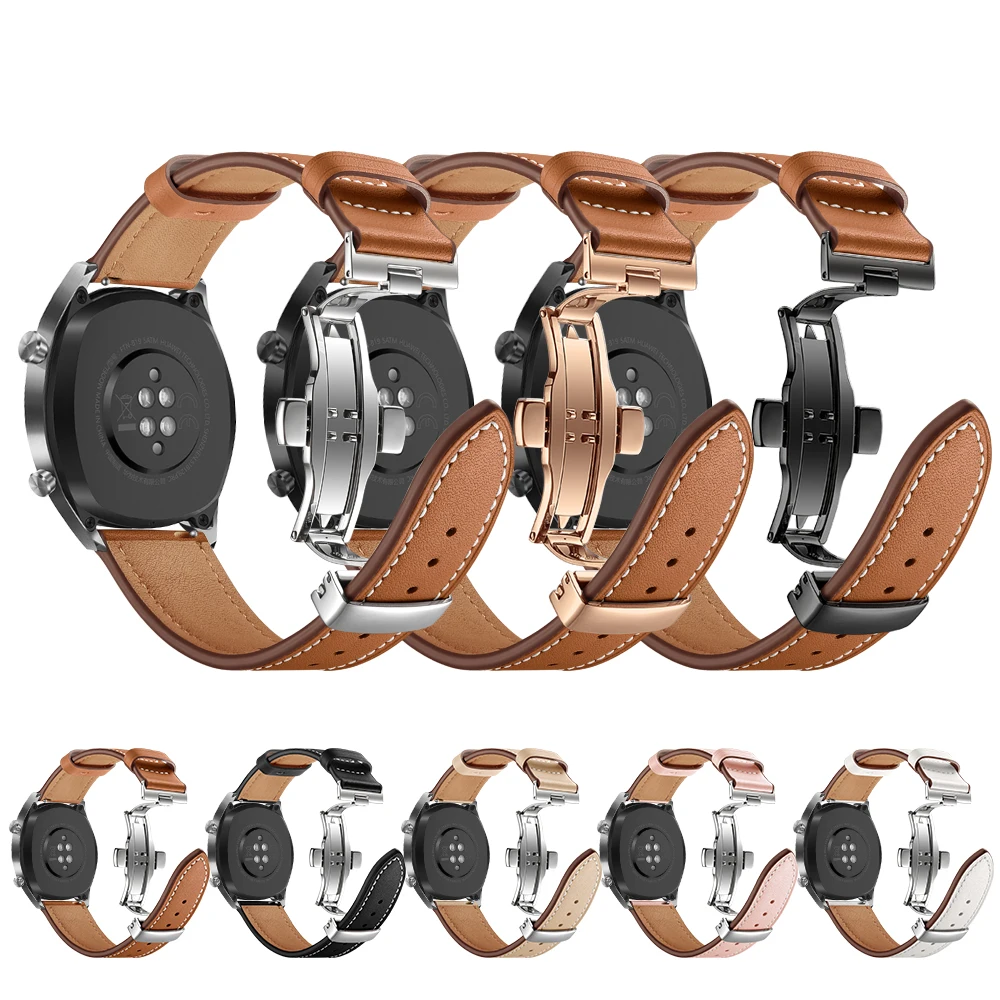 22 мм роскошный ремешок из натуральной кожи для huawei Watch GT 2 1/2 Pro наручный ремешок для samsung Galaxy Watch 46 мм/gear S3 браслет ремень