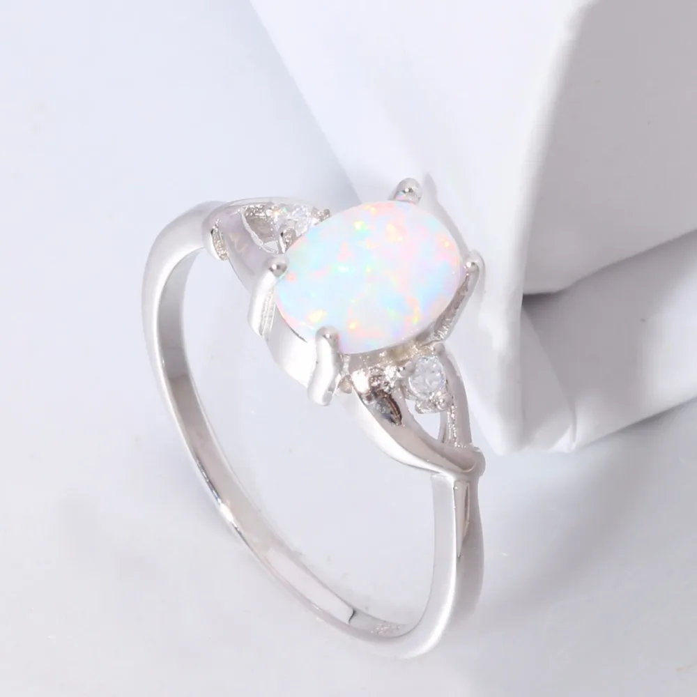 Кольца CiNily с белым огненным опалом однотонные кольца из искусственного серебра