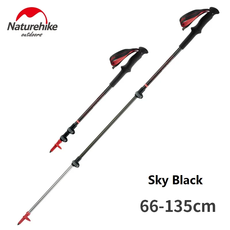 Black Naturehike альпенштоки сверхлегкие треккинговые складные палки для ходьбы походные палки Кемпинг Внешний замок альпенштоки - Цвет: Black