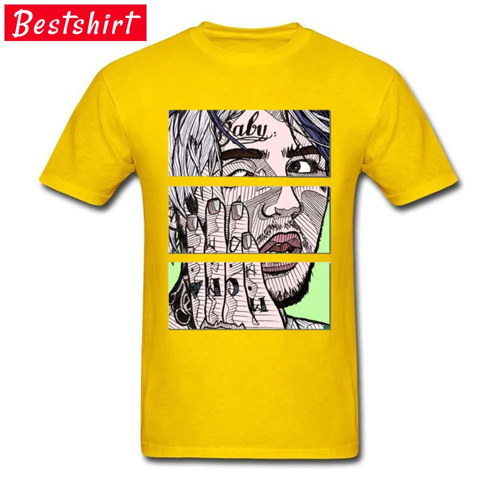 Мужская футболка с круглым вырезом Lil Peep Art из чистого хлопка принтом в стиле