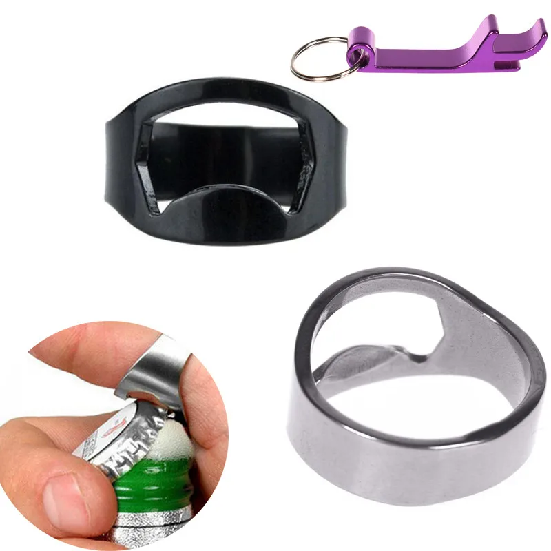 

Hot Sale 20mm/22mm Creative Versatile Stainless Steel Finger Ring Beer Bottle Opener Portable Metal Keychain Bottle Opener
