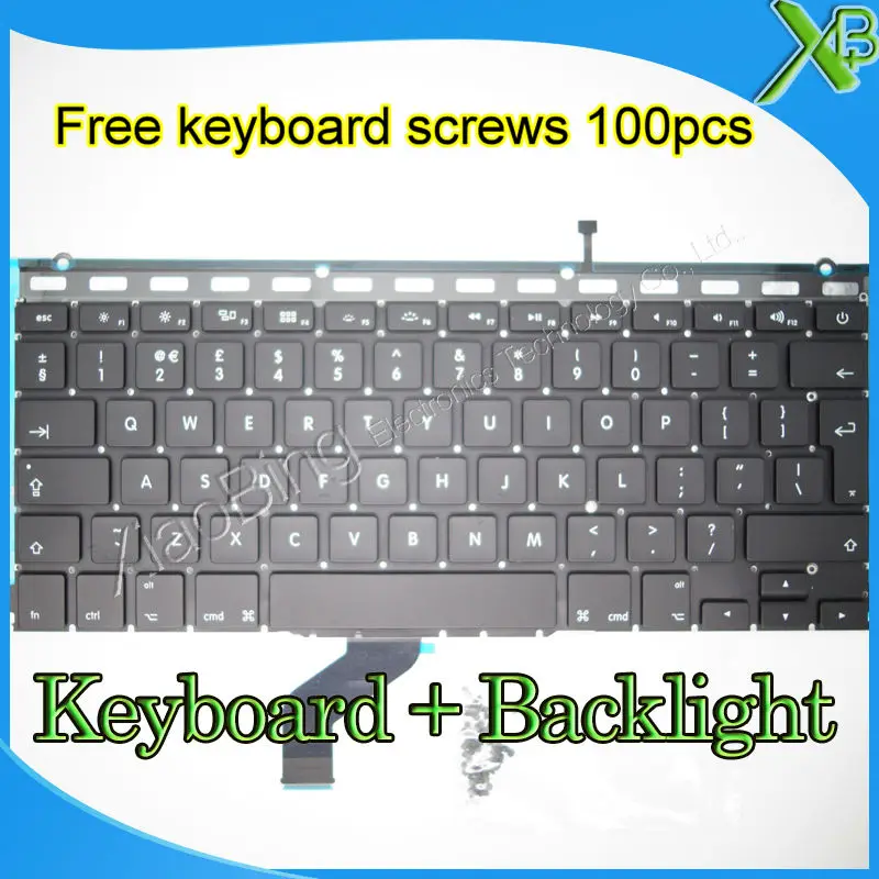 Совершенно новая английская клавиатура + Подсветка 100 шт. винтов для клавиатуры