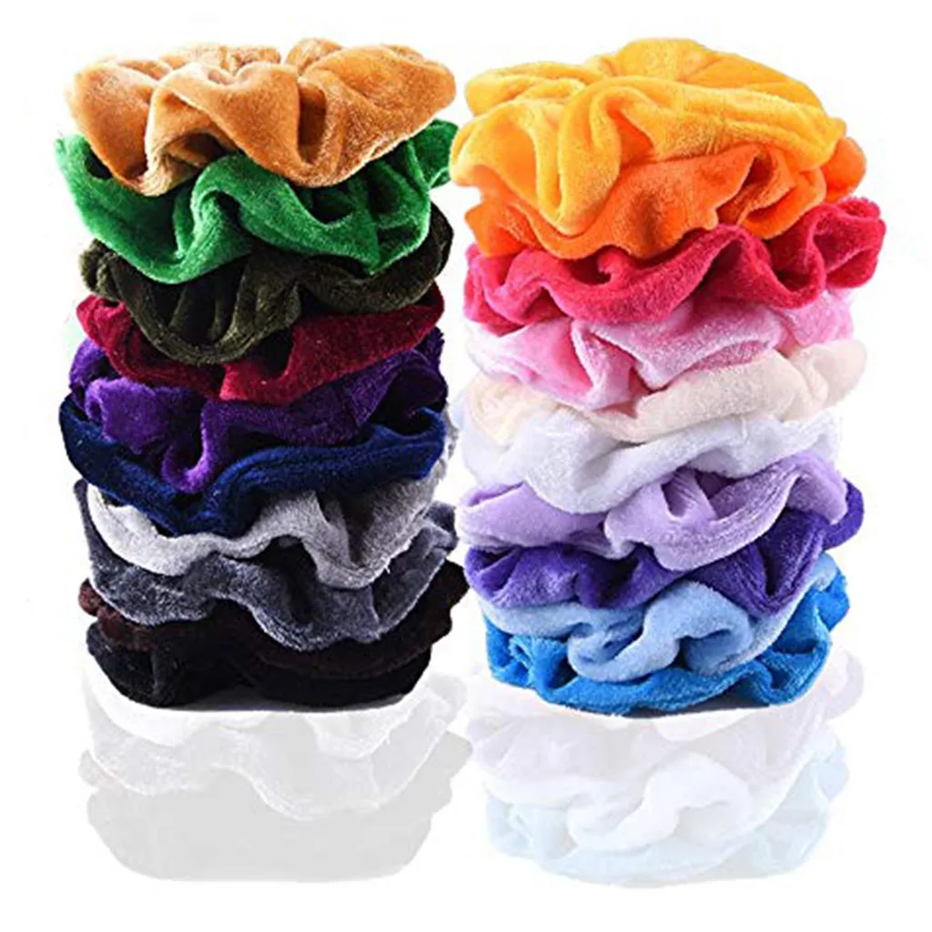 

20PC Hair Velvet Elastics Hair Ties Bright Colorful Bobbles Bands 20 ColorsHair Rope Accessory for Ponytail Holder