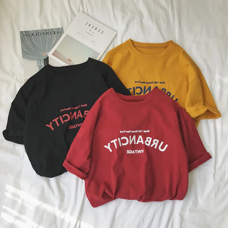 Универсальные футболки harajuku ulzzang с коротким рукавом Корейская Милая футболка