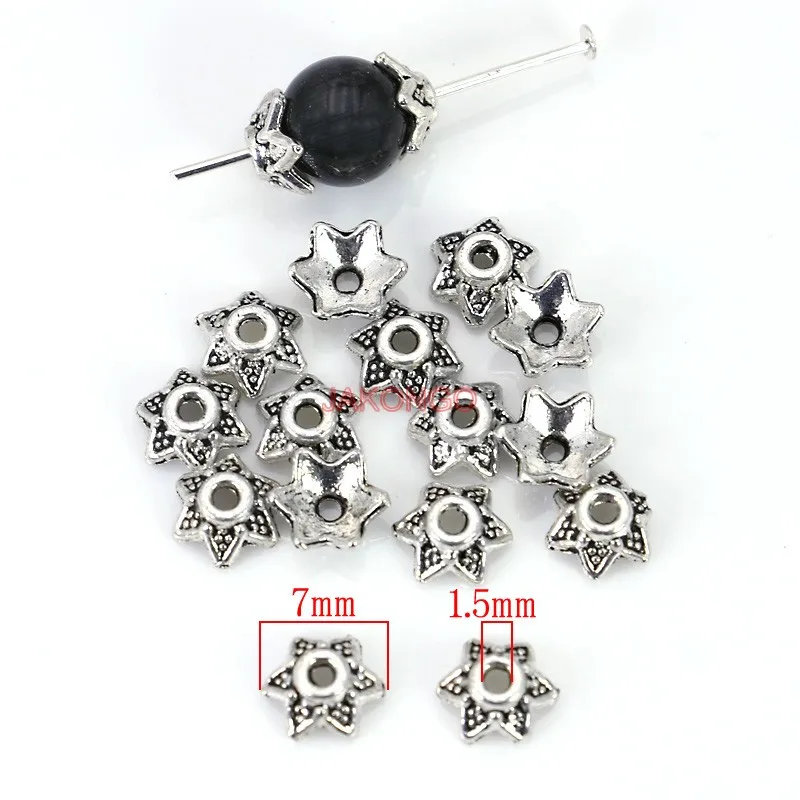 Посеребренные бусины в античном стиле с цветами подходят для браслетов ожерелий