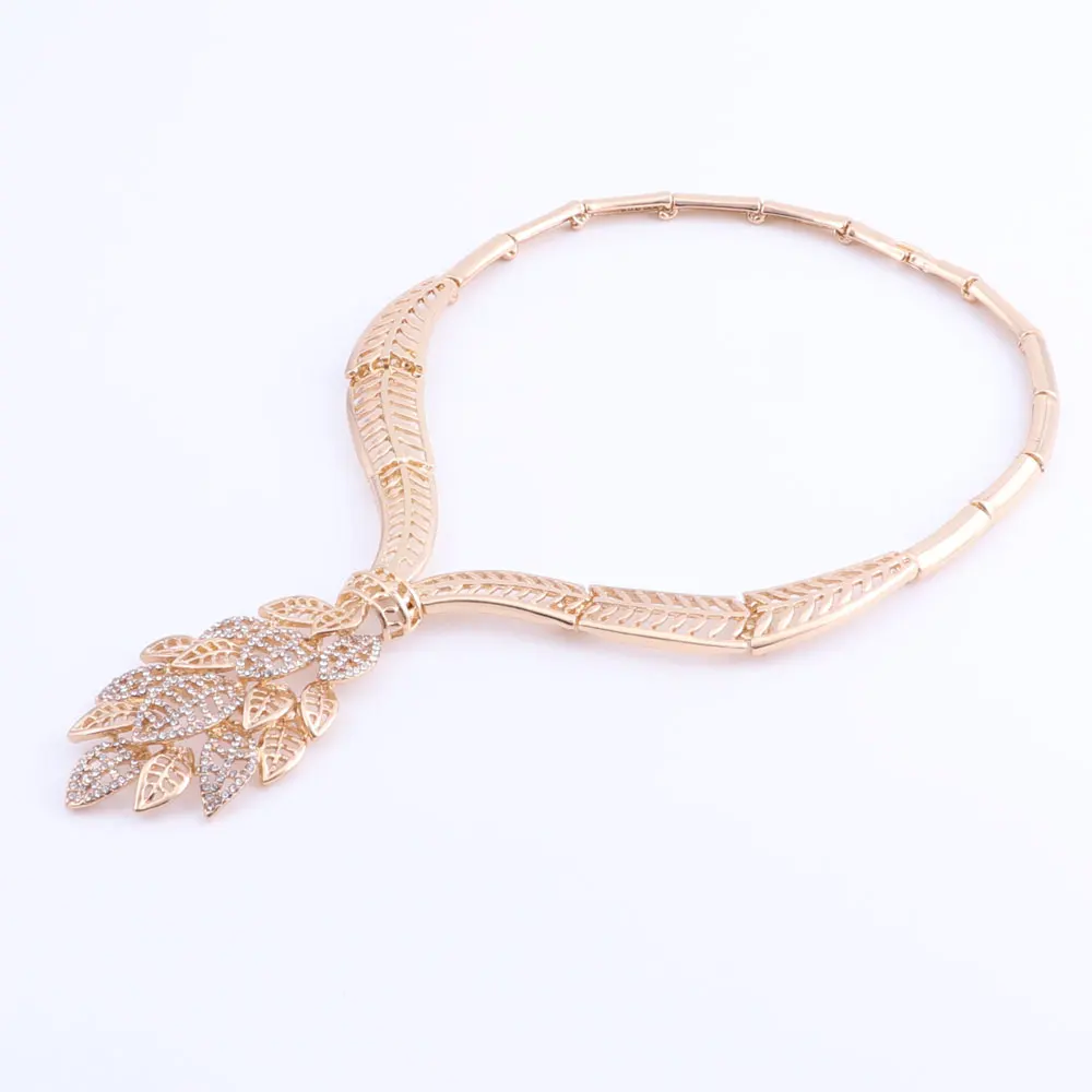 Комплект колье эффектный Дубай Роскошные Ювелирные наборы золотой цвет в форме