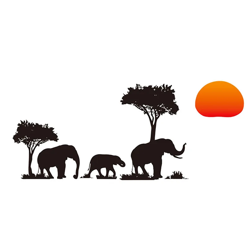 Съемный DIY Африка слон Закат Наклейка на стену стикер домашний декор для