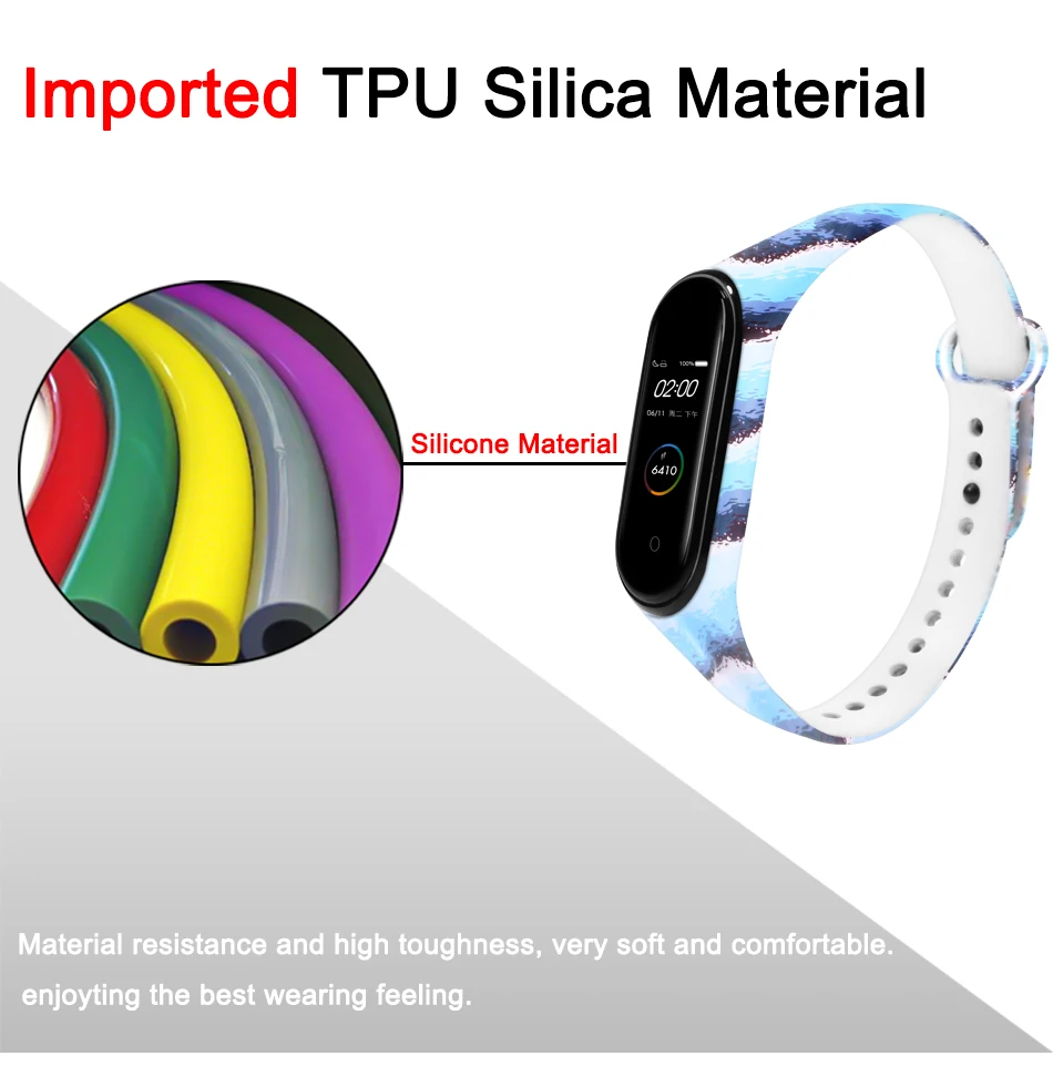 BOORUI Mi band 4 ремешок для xiaomi mi band 4 аксессуары pulsera inteligente силиконовый пояс с цветами Замена для m4 band
