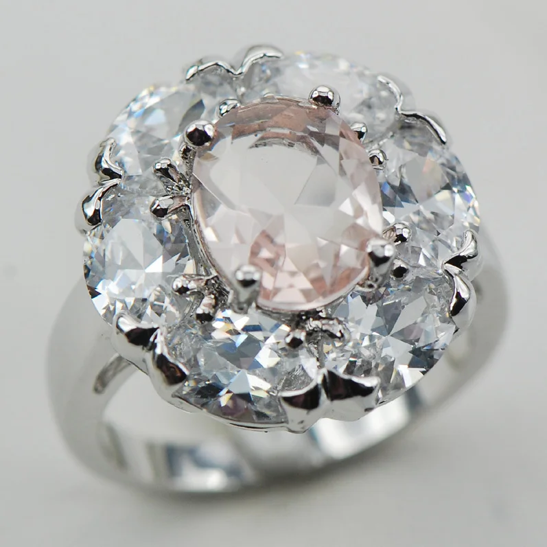 Morganite модное кольцо из стерлингового серебра 925 пробы Размер 6 7 8 9 10 F1001|ring snap|ring