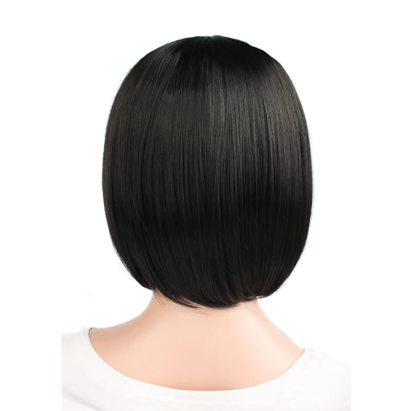 Brownish Black MapofBeauty короткие прямые волосы синтетический чёрный; коричневый, розовый, белый, золотой 1", 8 цветов Косплэй Боба парик синтетические Жаростойкие Для женщин - Цвет: Brownish Black