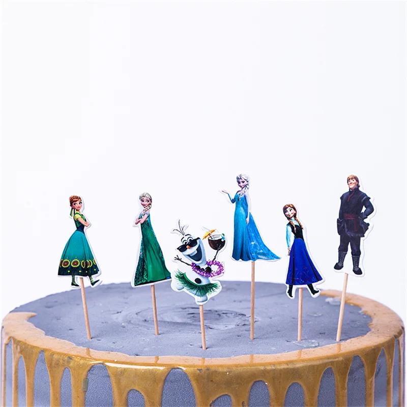 24 шт. принцессы из мультфильма “Холодное сердце” с День рождения торт фигурки