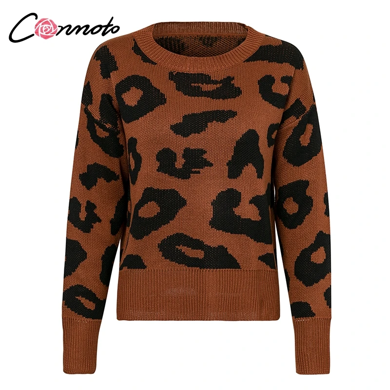 Conmoto 4 Colors Winter Knitwear Women Sweaters Leopard Casual Knitted Sweater Pullovers Feminino Mujer Jumpers | Женская одежда
