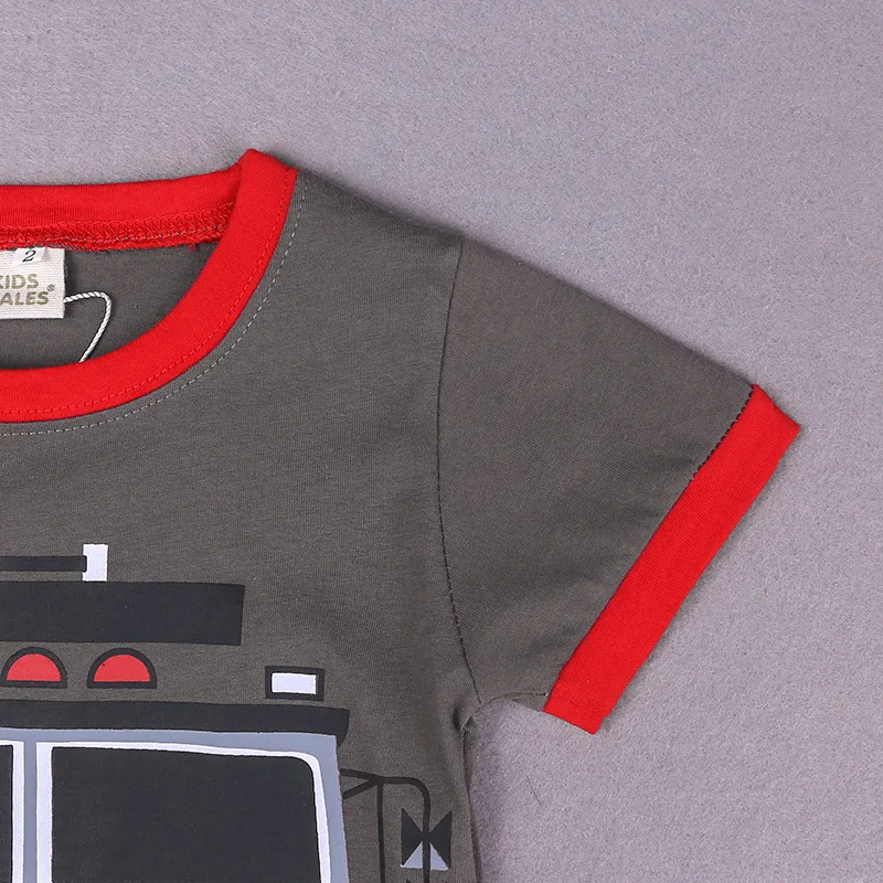 Пижама детская для мальчиков пожарная машина пижама Детская летняя одежда