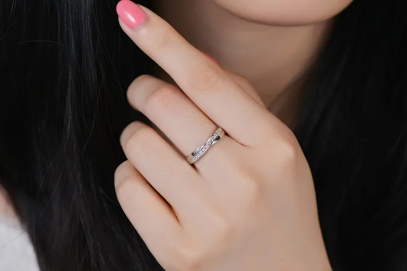 ZOCAI LOVE enchance натуральный 0,12 КТ Сертифицированный I-J/SI алмаз обручальное кольцо круглой огранки 18 К белого золота ювелирные изделия Q00440A