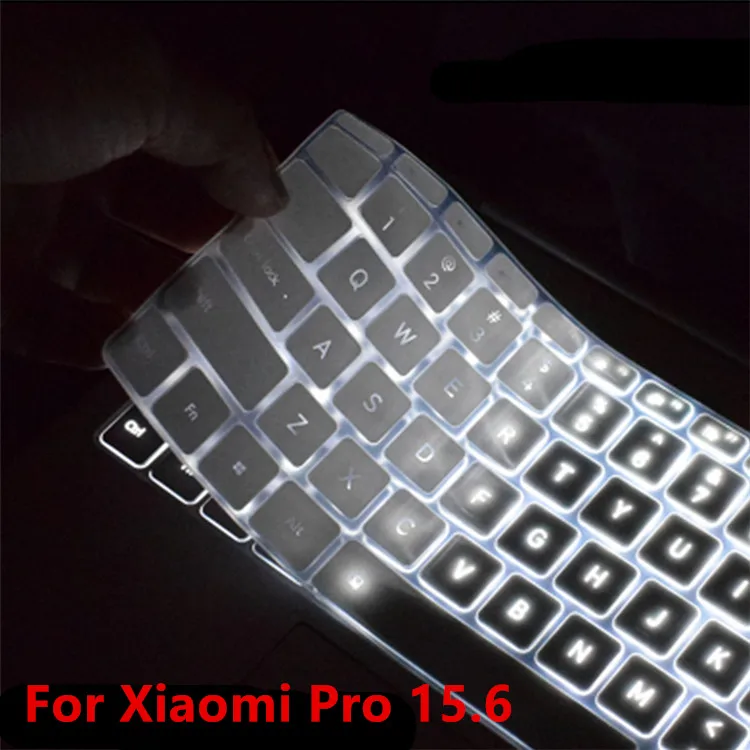 Силиконовая клавиатура для ноутбука, чехол для Xiaomi Mi, ноутбук Air 12,5 13,3 Pro 15,6, светильник, английская версия, защитная пленка - Цвет: White 15.6 inch