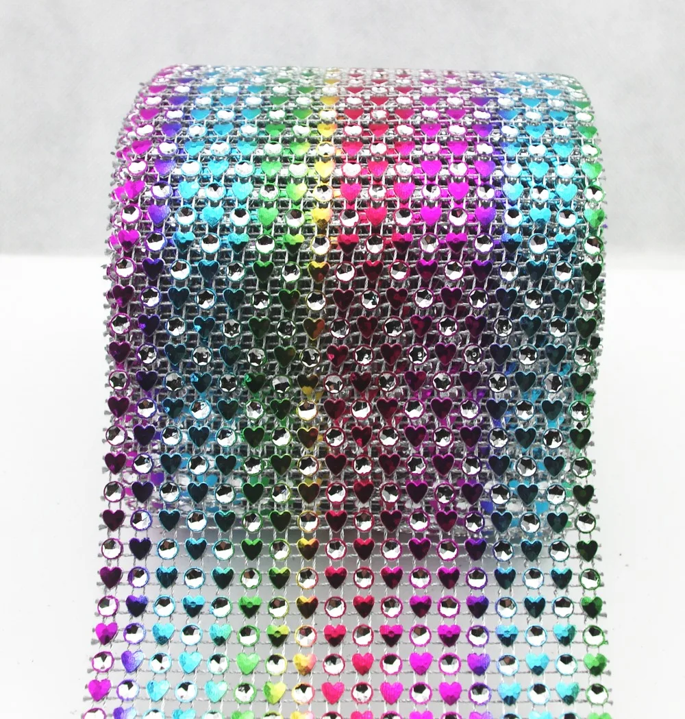 18 рядов сердце горный хрусталь сетка лента Радуга Диамант Свадебные бегуны для