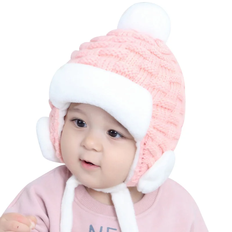 Velvet Ear Protect Baby Hat Warm Winter Infant Beanie Lace Up Boys Girls Knitted Soft Comfortable For | Детская одежда и обувь