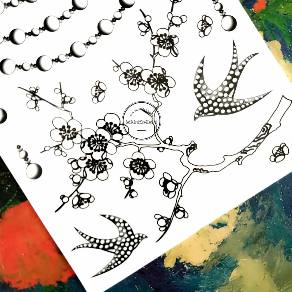 SHNAPIGN Swallow Pearl Временные татуировки боди арт рука флэш тату стикер s 17*10 см