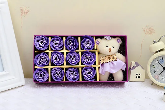 Romantic Rose Flower Bear Doll Decorative Flowers Bubble Bath Petals Wedding Birthday Valentine's Day Gifts For Women Girlfriend | Дом и