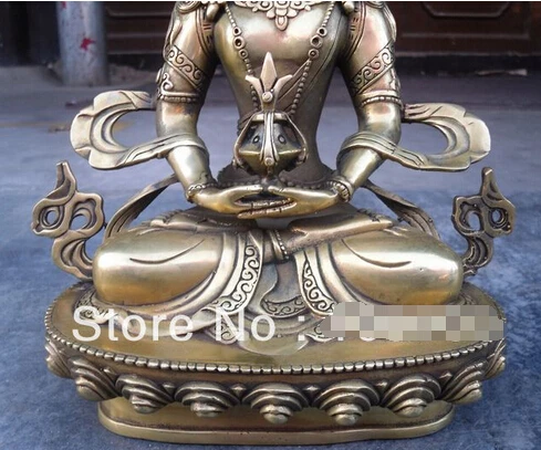 Бесплатная доставка Тибет Буддизм Амитаюс длительный срок Бронзовый Статуя