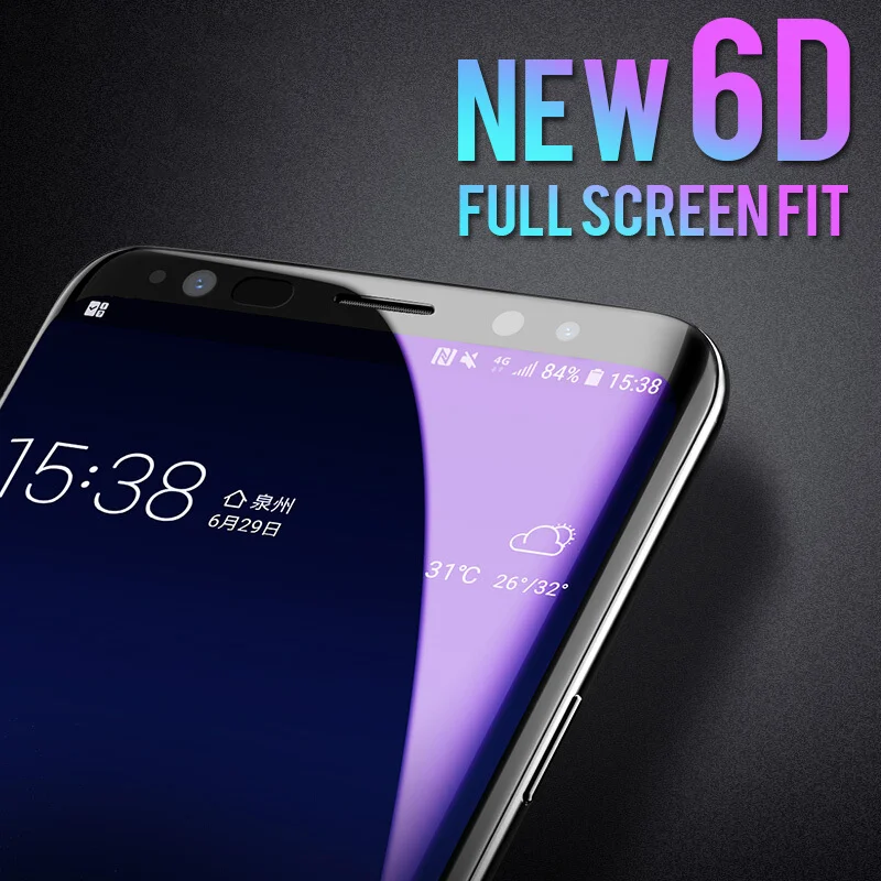 6D полный изогнутый край закаленное Стекло для samsung Galaxy S9 S8 плюс Экран Защитная