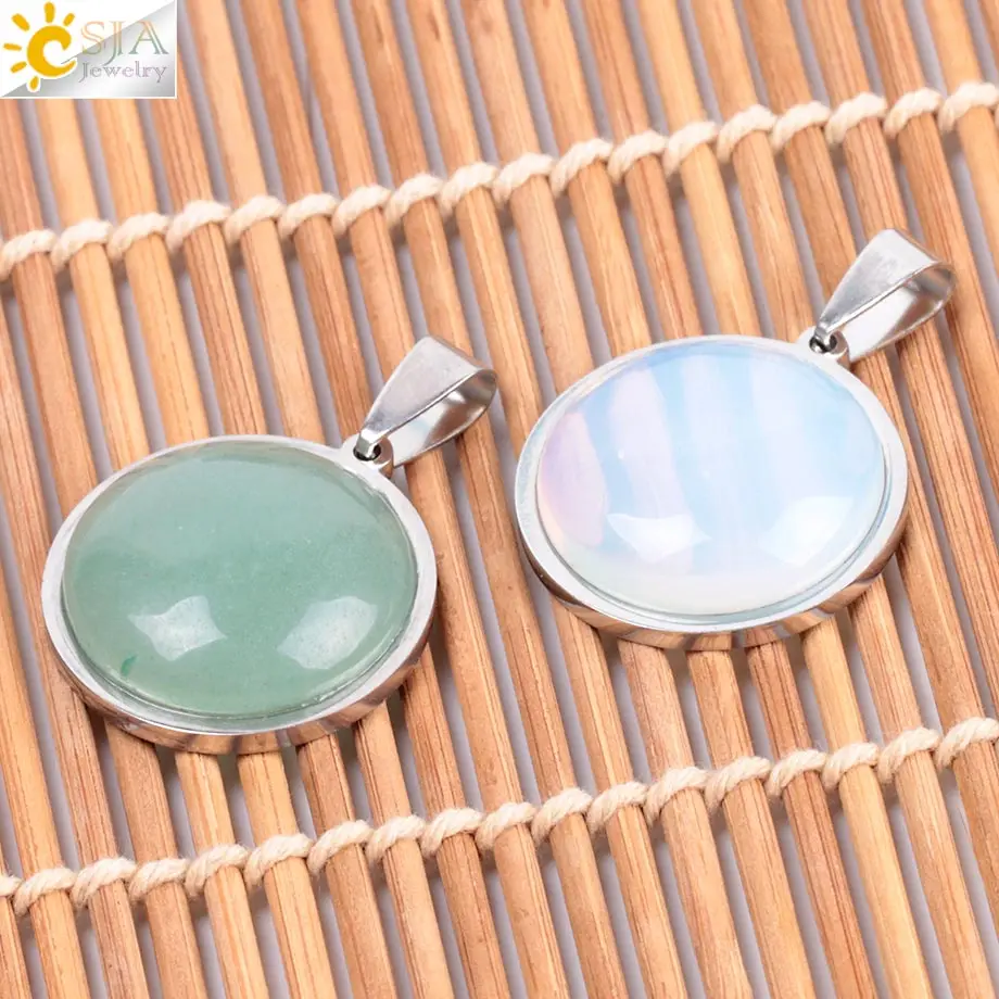 Круглая Подвеска CSJA Reiki подвеска из нержавеющей стали с тигриным глазом розовым