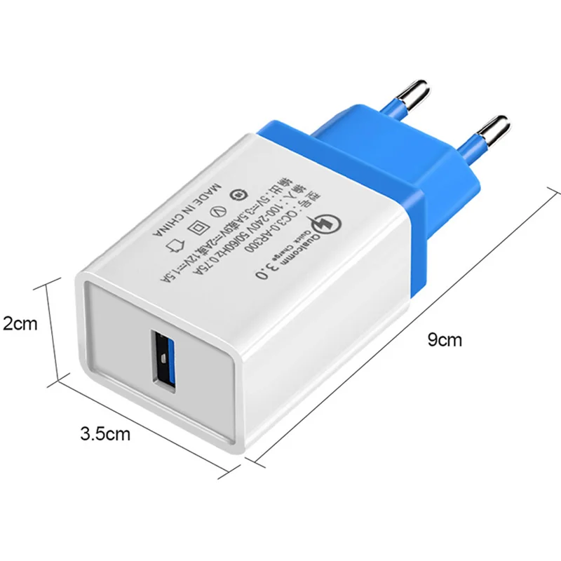 Быстрое зарядное устройство QC 3 0 5 В/3 А для мобильного телефона европейская вилка