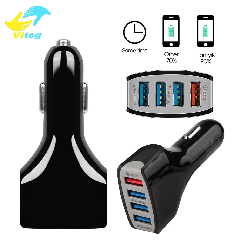 Автомобильное зарядное устройство Quick Charge 3 0 с двумя USB портами алюминиевое