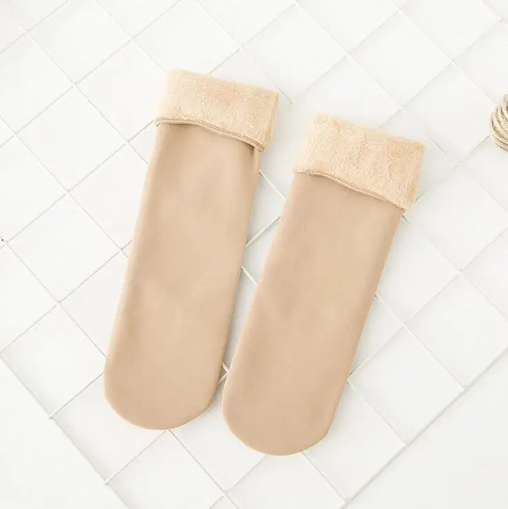 JUMEAUX/зимние плотные женские носки теплые бархатные однотонные короткие носки для женщин, зимние носки, ботинки носки-тапочки г - Цвет: Skin