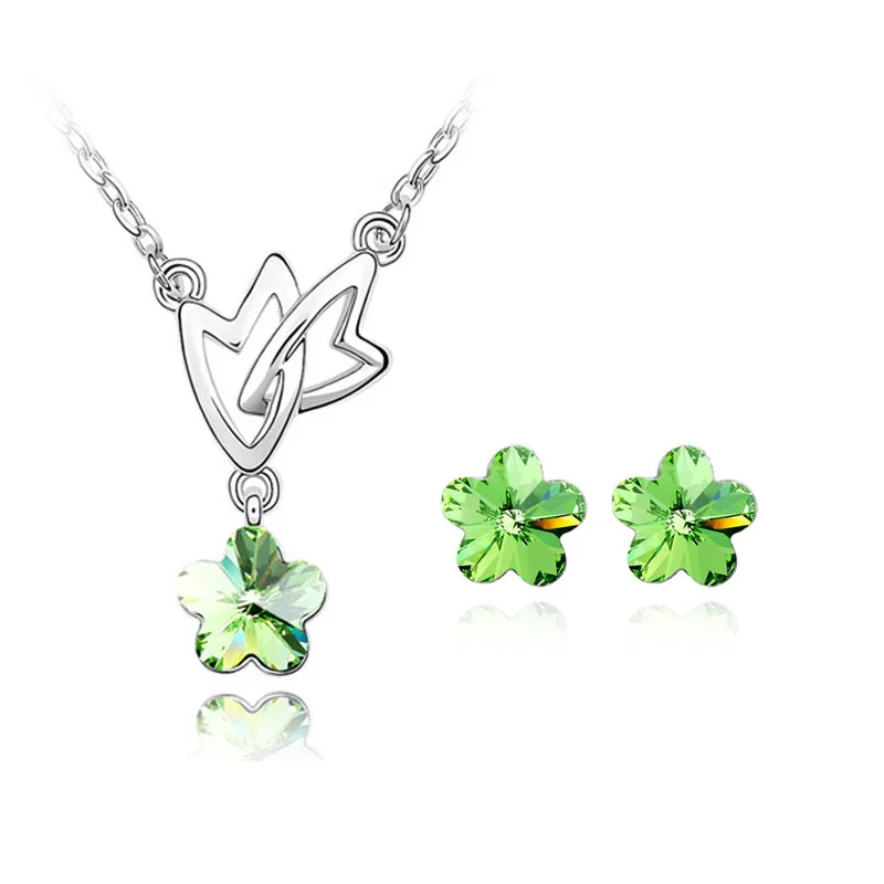 2017 Модные Ювелирные наборы Австрийские хрустальные серьги кулон ожерелье в