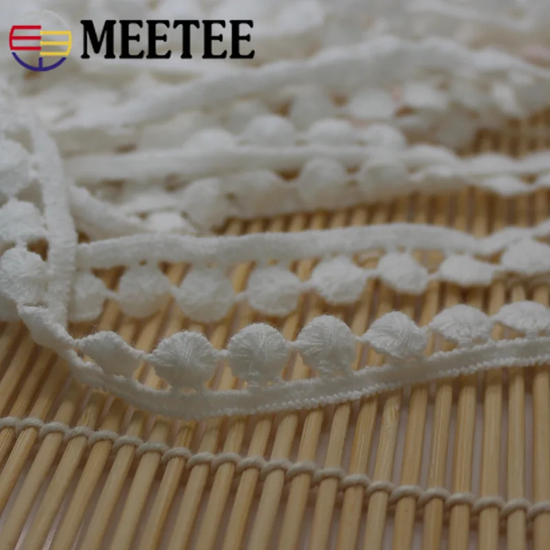 Meetee 5yards/lot 1.3CM Small Round Cotton White Lace Fabric Water Droplets of Soluble DIY Garment Accessories ZK5082 | Дом и сад