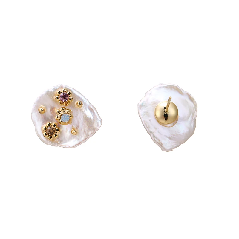 YMYW 2020 Luxury Chic Rhinestone Freshwater Pearls Stud Earrings Charm Copper for Women Party Bijoux En Argent 925 | Украшения и