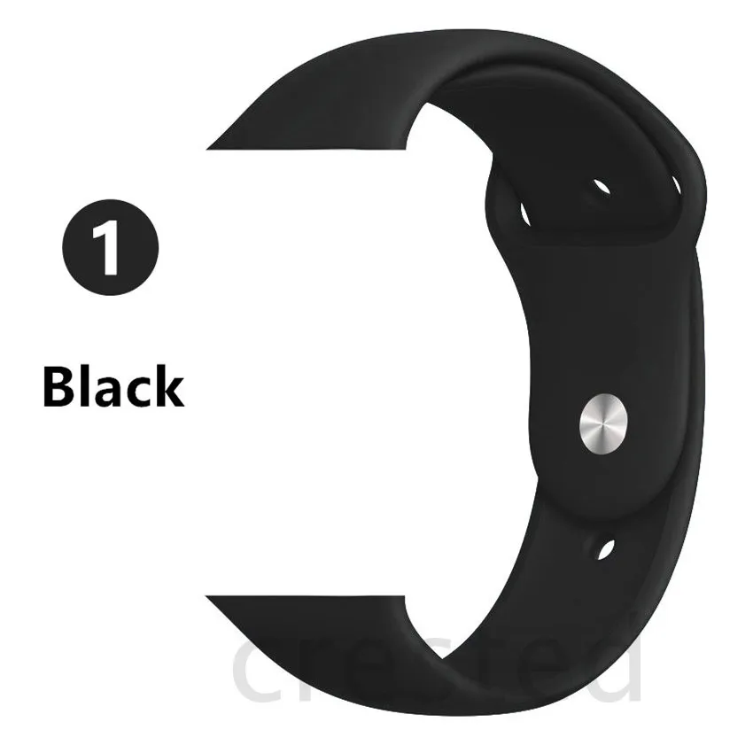 Black Силиконовый ремешок для apple watch 4 5 44 мм/40 мм спортивный ремешки для apple watch 3 42 мм/38 мм резиновый ремень браслет ремешок для часов apple watch Band Мягкий красочный ремешок iwatch series 4 3 2 1 - Цвет ремешка: Black