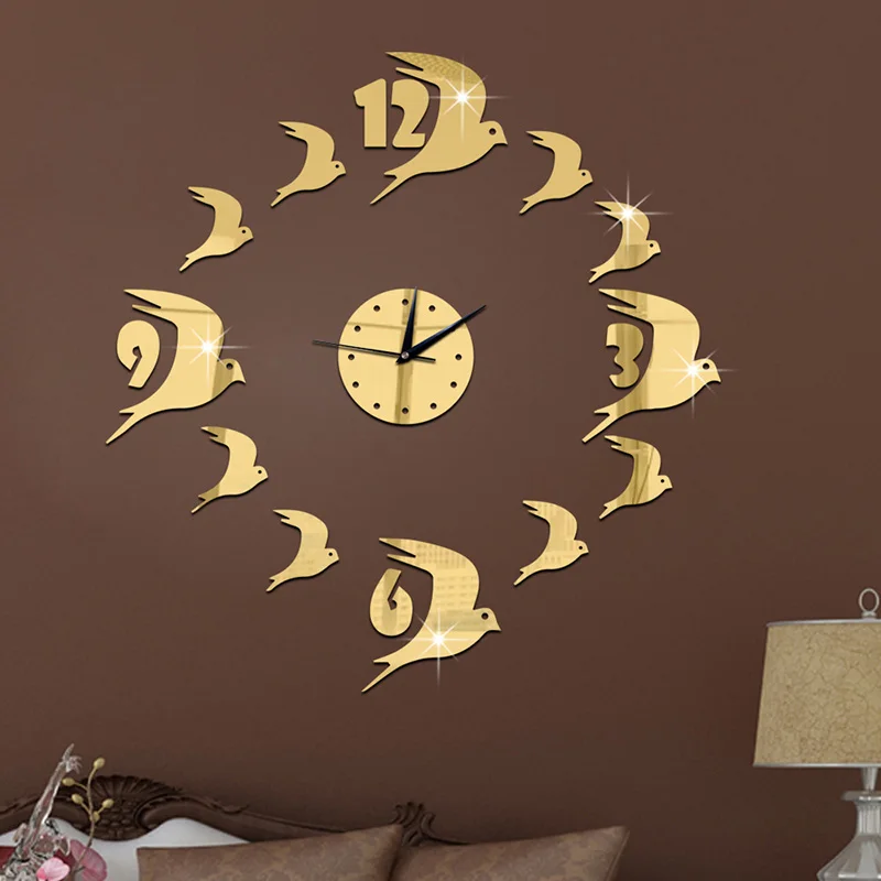 Sofa background clock crystal 3D stereo acrylic wall Yanzi mirror living room decoration free shipping | Дом и сад