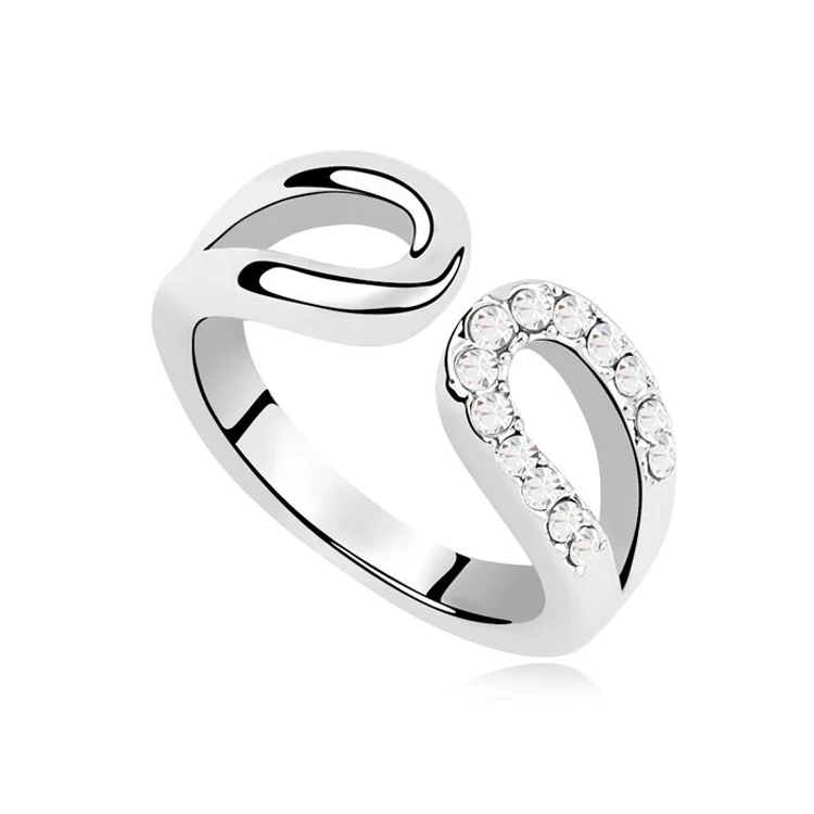 Кольцо унисекс белое золото с кристаллами для свадебной вечеринки | Украшения и