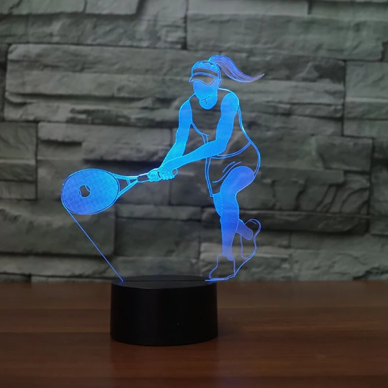 Светодиодный ночник для тенниса женщин светодиодный декор спальни 3D настольная
