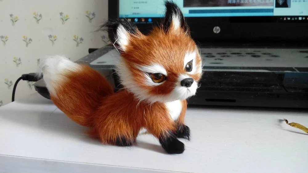 

small simulation fox toy beautiful brown fox doll imitate doll gift about 13x6x9cm