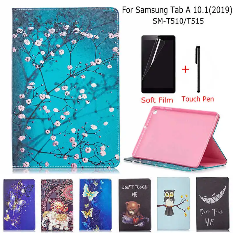 Цветной магнитный чехол из искусственной кожи для samsung Galaxy Tab A 10,1 SM-T510 SM-T515 10," чехол для планшета+ пленка для экрана+ ручка