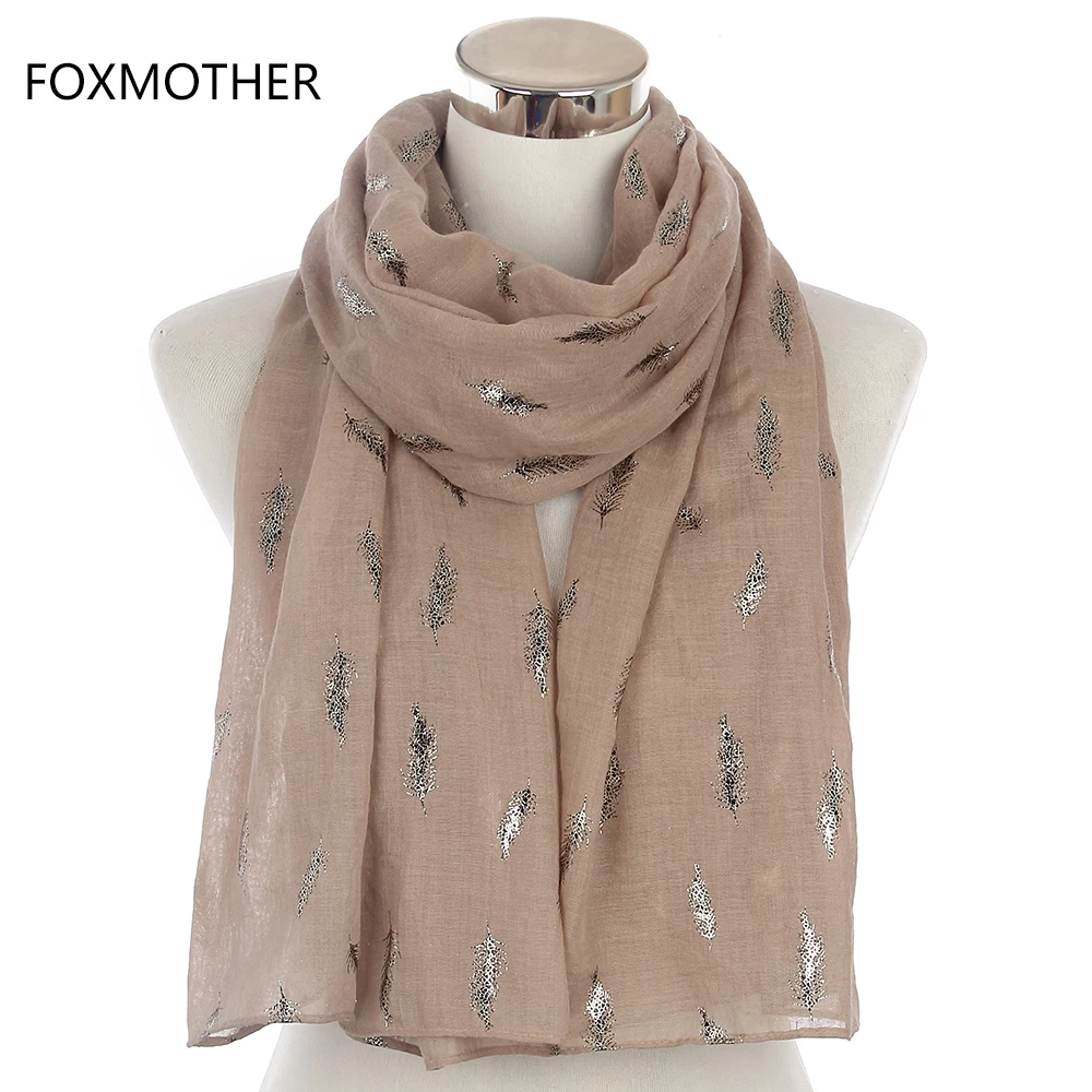 Шарф FOXMOTHER Женский блестящая бронзовая фольга черного цвета и хаки 2019|scarf for