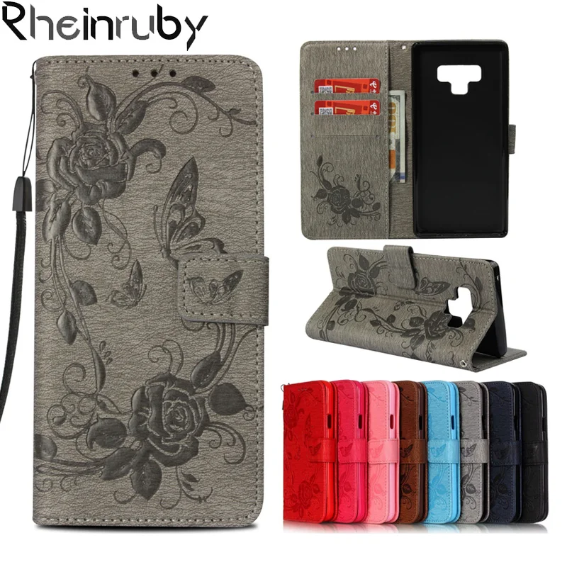 Rheinruby кожаный чехол-книжка с откидной крышкой для samsung Galaxy Note 9 Note8 S8 S9Plus S5 6 S7 край S6