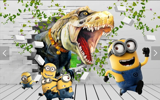 Пользовательские анимационные обои. 3D Динозавр погоня маленький желтый человек