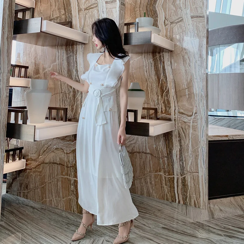 Платье женское с квадратным вырезом без рукавов оборками летнее сексуальное