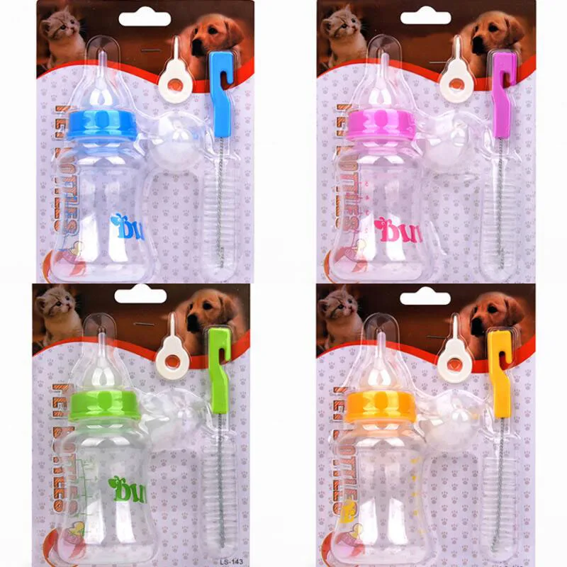 

150ml Pet Milk Bottle Feeding Bottle Dog Cat Bady Nursing Water Milk Feeder With Cleaning Brush Color Randomly