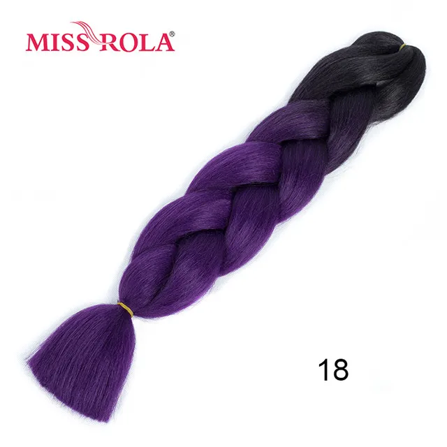 #17 Miss Rola, Омбре, синтетические волосы, Джамбо, плетение, 24 дюйма, высокотемпературное волокно, вязанное крючком, огромные косички, 100 г, Радужный Омбре, цвет - Цвет: #17