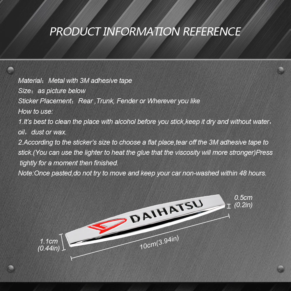 Внешние аксессуары наклейка на автомобиль для Daihatsu Terios Rocky Sirion Materia Copen Feroza YRV Charade Mira сбоку Эмблема Наклейка металлическая