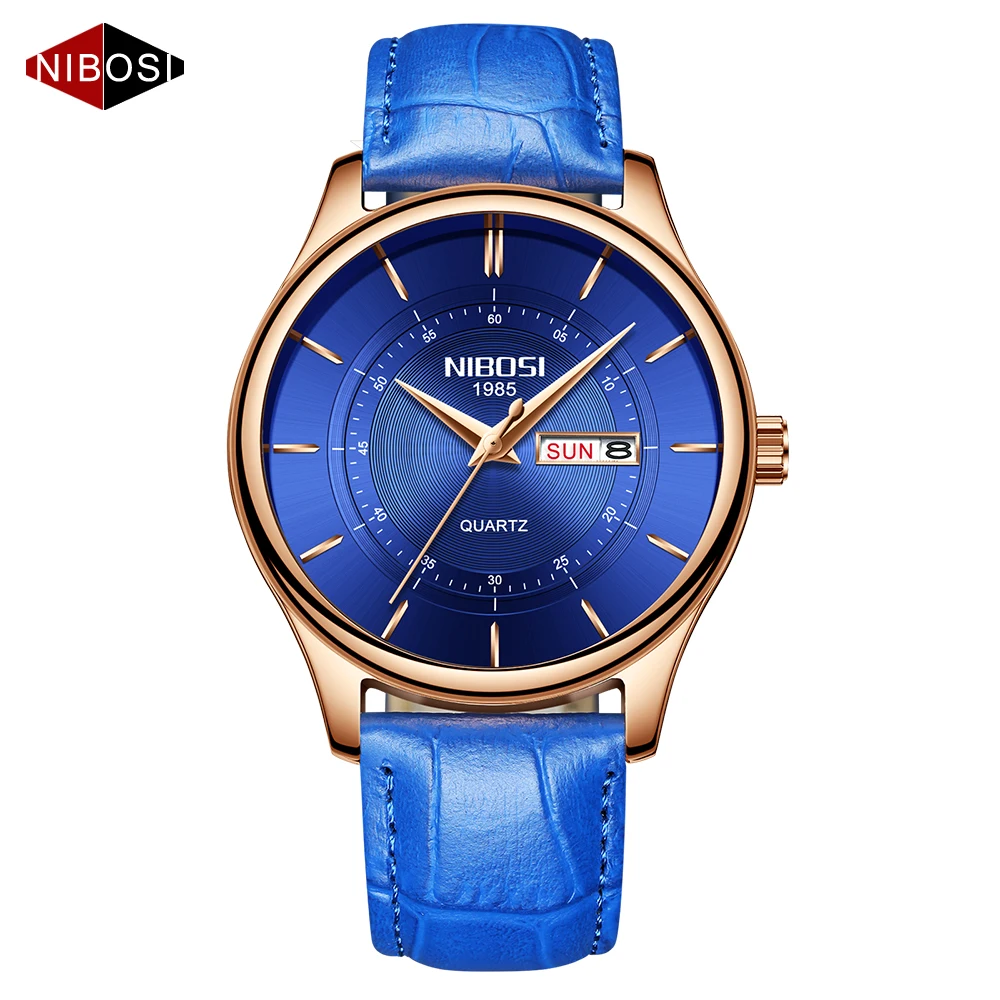 Nibosi Mens Simple Waterproof 30M Analog Quartz Business Casual Wrist Watch Women Men Retro Design Leather Band | Наручные часы